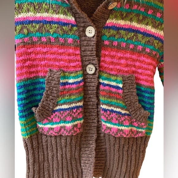 Mimi & Maggie Girls Cotton Hooded Colorful Cardigan Faux Fur Long Line Kids M - Picture 6 of 10